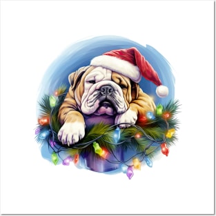 Lazy Bulldog at Christmas Posters and Art